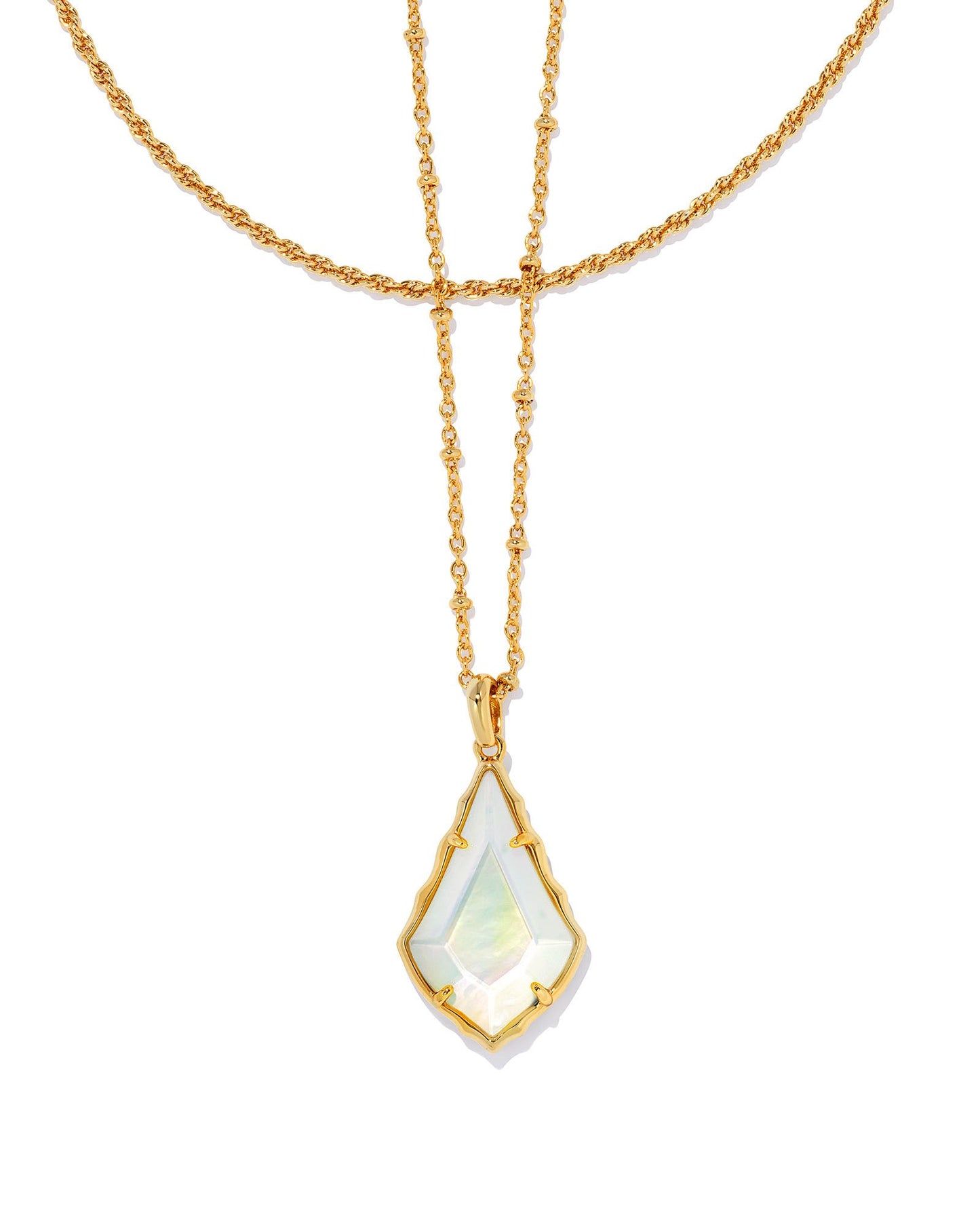 Faceted Alex Gold Convertible Necklace in Ivory Illusion