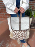 LB107 - Hair on Hide Leather and Canvas Backpack