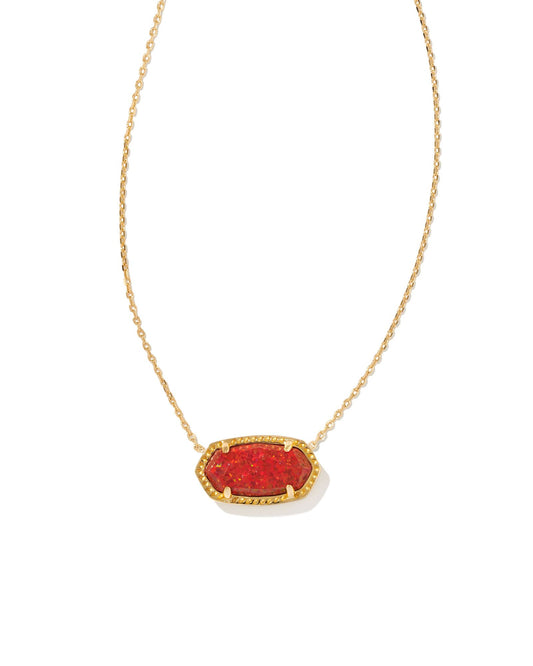 Elisa Gold Pendant Necklace in Red Kyocera Opal