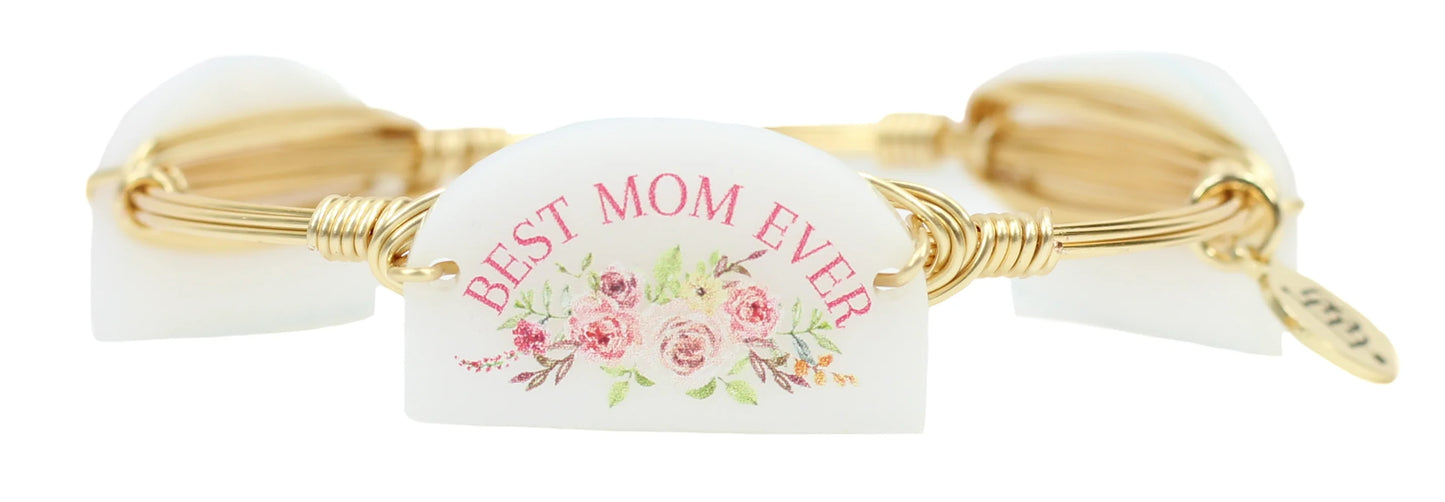 Best Mom Ever Bangle Bracelet - Floral