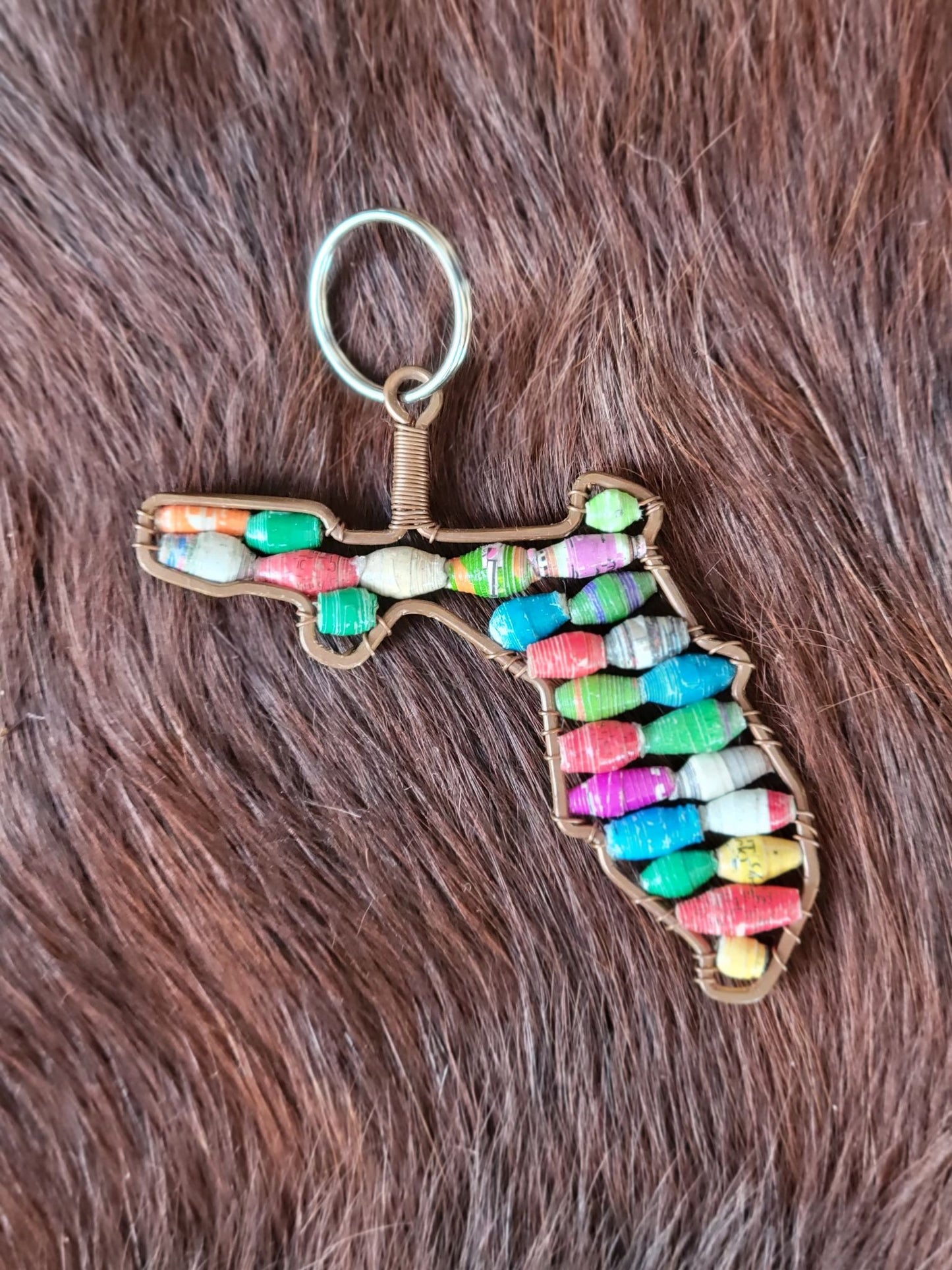 Florida Paper Bead Keychain