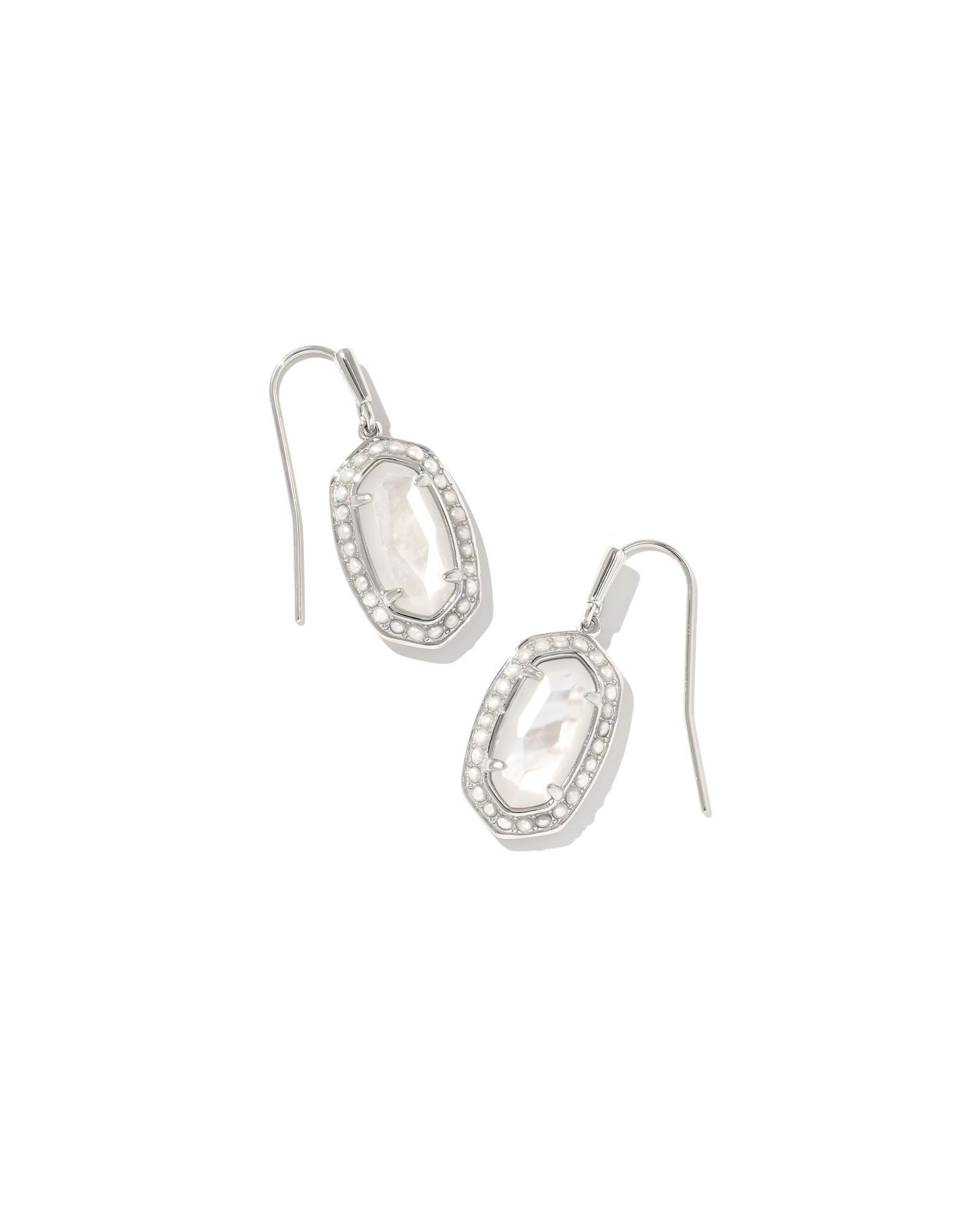 Pearl Beaded Lee Silver Earrings in Ivory Mother-Of-Pearl