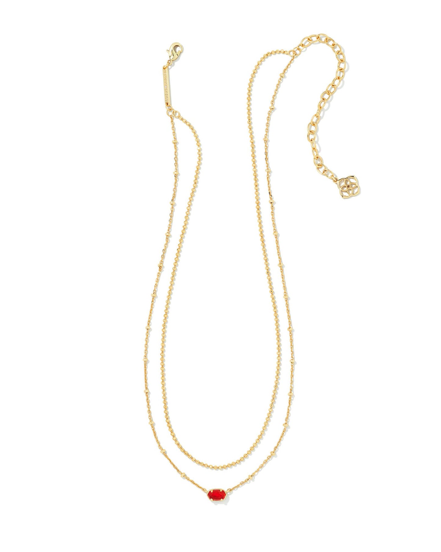 Emilie Gold Multi Strand Necklace in Red Illusion