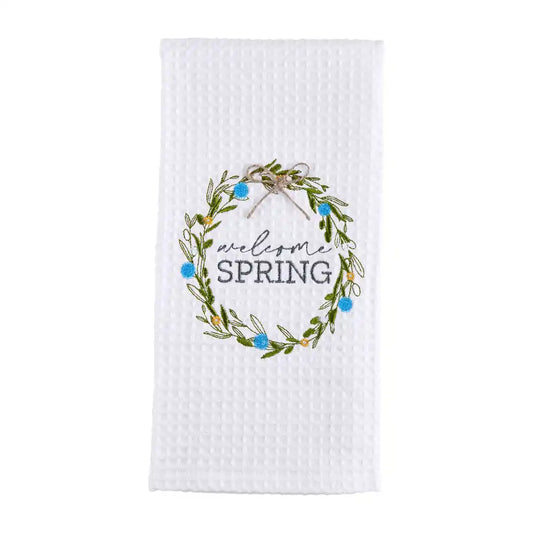 Welcome Spring Embroidered Towel