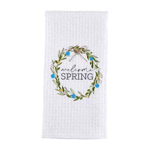 Welcome Spring Embroidered Towel