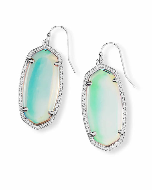 Elle Silver Drop Earrings in Dichroic Glass