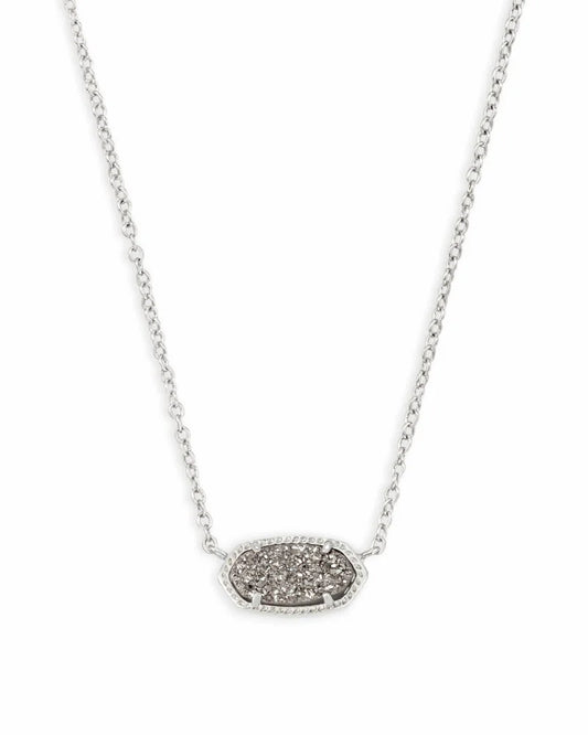 Elisa Silver Pendant Necklace in Platinum Drusy