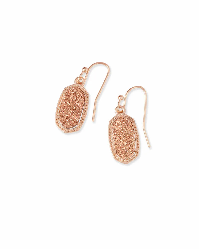 Lee Rose Gold Drop Earrings in Rose Gold Drusy