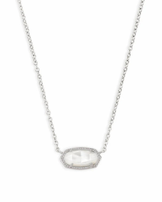 Elisa Silver Pendant Necklace In Ivory Mother-Of-Pearl