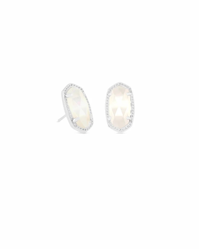 Ellie Silver Stud Earrings In Ivory Mother-Of-Pearl