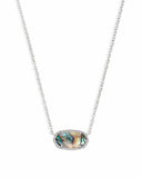 Elisa Silver Pendant Necklace in Abalone Shell