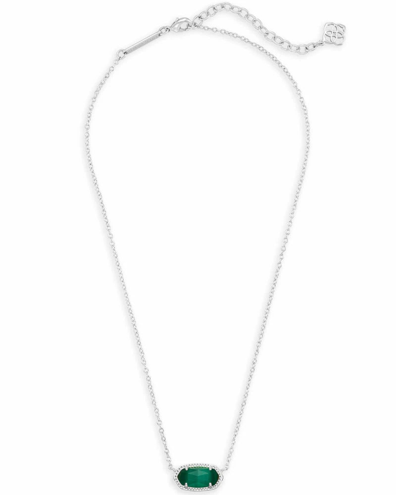 Elisa Silver Pendant Necklace in Emerald Cat's Eye