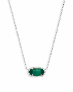 Elisa Silver Pendant Necklace in Emerald Cat's Eye