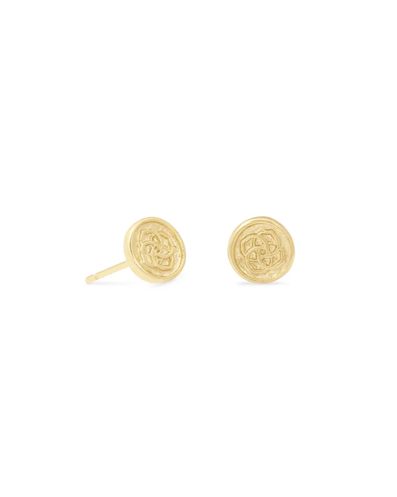 Dira Coin Stud Earrings in Gold