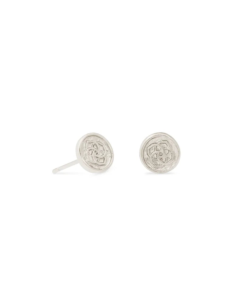 Dira Coin Stud Earrings in Silver