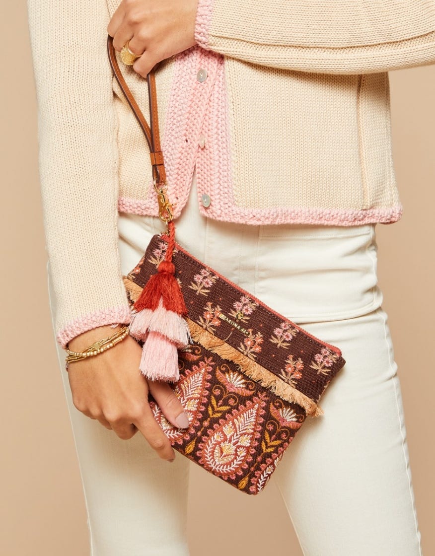 Pink House Boho Paisley Maci Wristlet