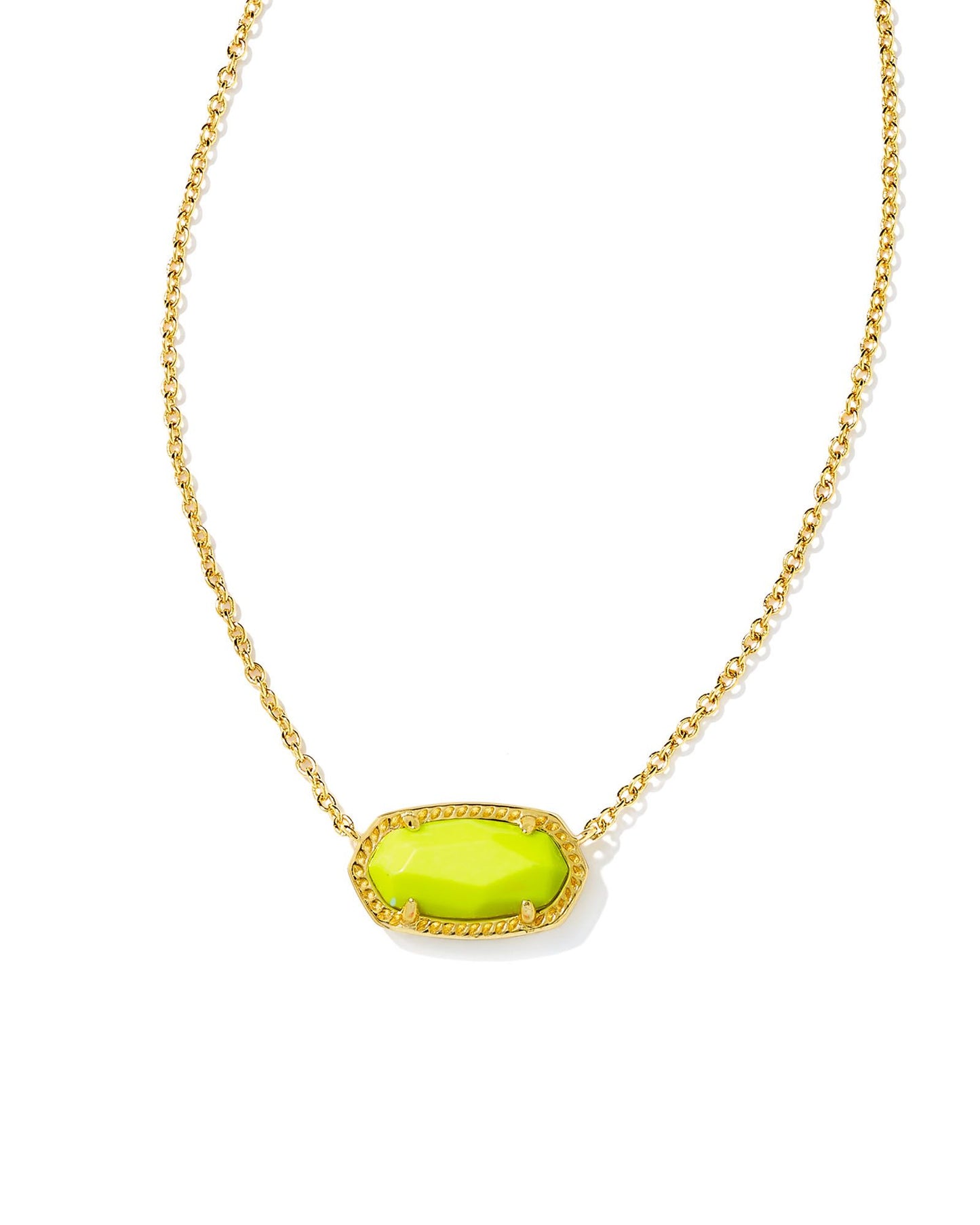 Elisa Gold Pendant Necklace in Neon Yellow