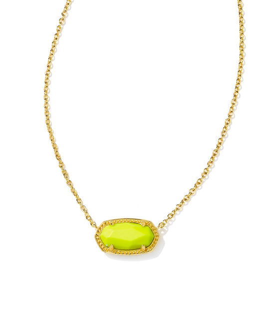 Elisa Gold Pendant Necklace in Neon Yellow