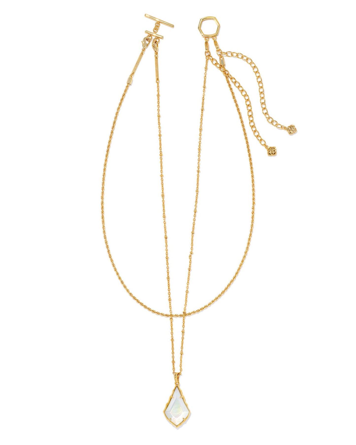 Faceted Alex Gold Convertible Necklace in Ivory Illusion