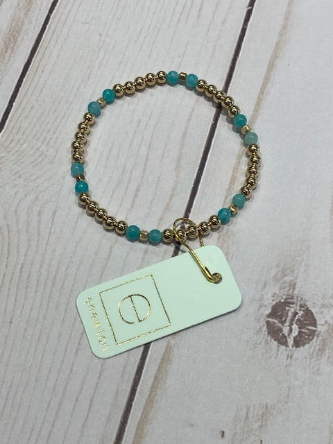 Essence Pattern - Gold 4mm Bead Bracelet - Amazonite