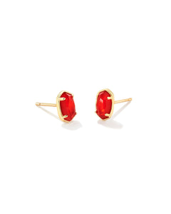 Emilie Gold Stud Earrings in Red Illusion