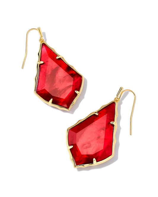 Faceted Alec Gold Drop Earrings in Cranberry Illusion