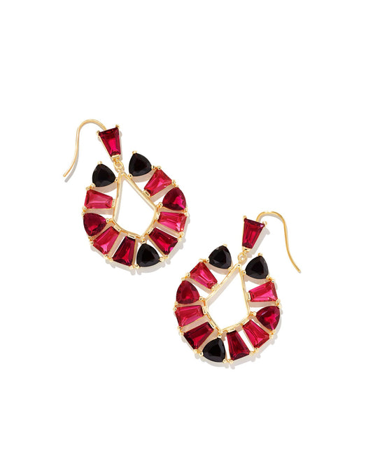 Blair Jewel Gold Open Frame Earrings in Ruby Mix