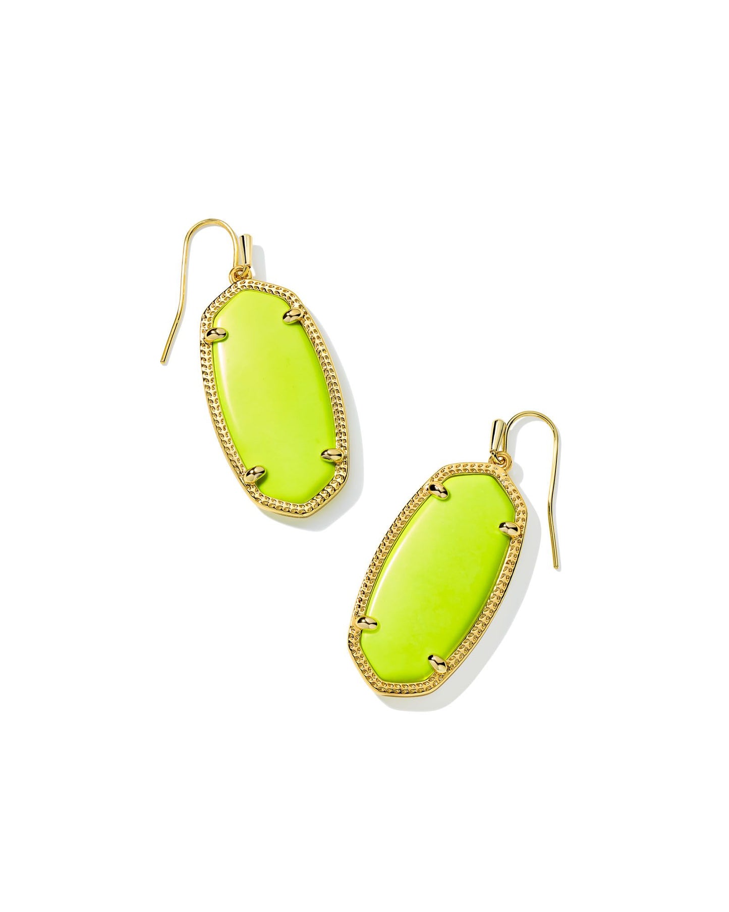 Elle Gold Drop Earrings in Neon Yellow