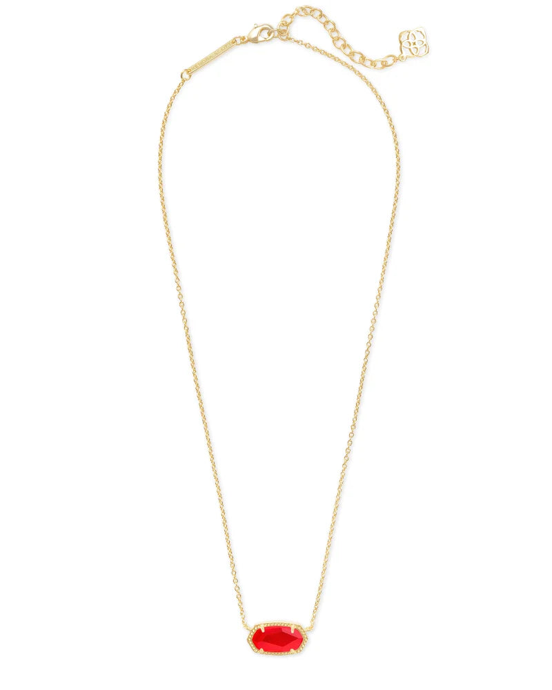 Elisa Gold Pendant Necklace in Red Illusion