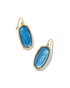 Framed Elle Gold Drop Earrings in Dark Blue Mother-of-Pearl