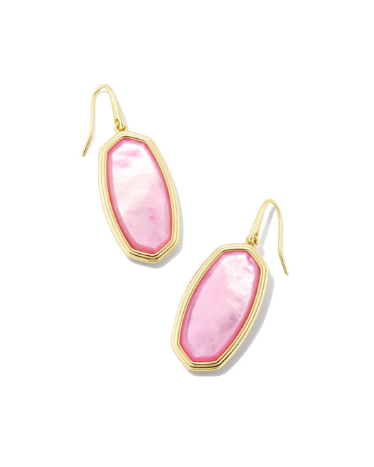 Framed Elle Gold Drop Earrings in Peony Mother-of-Pearl