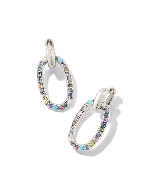 Devin Convertible Silver Crystal Link Earrings in Pastel Mix