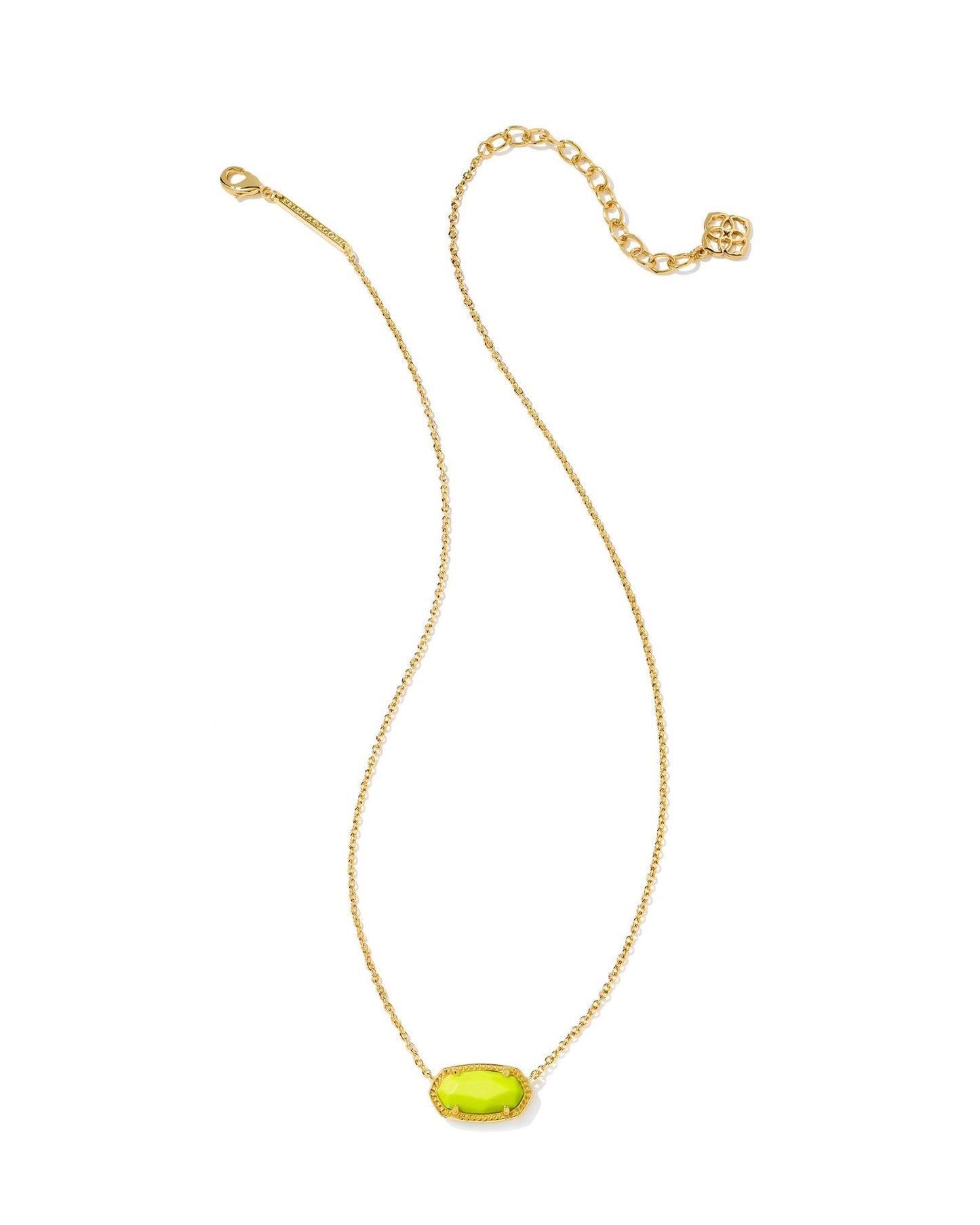 Elisa Gold Pendant Necklace in Neon Yellow