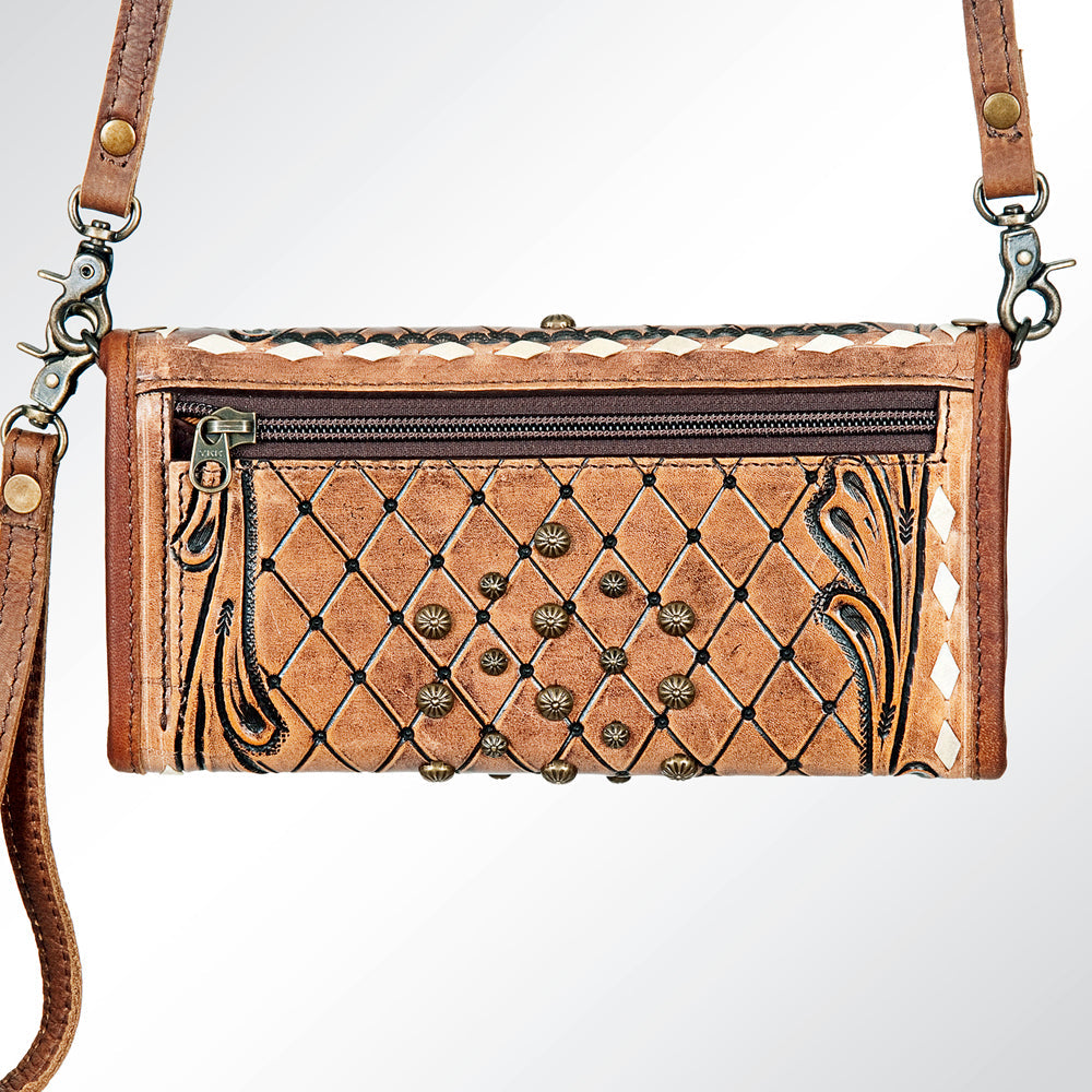 ADBG486C - Studded Folded Leather Crossbody