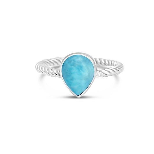 Rope Stacker Ring - Pear - Larimar