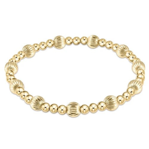 Dignity Sincerity Pattern 6mm Bead Bracelet - Gold