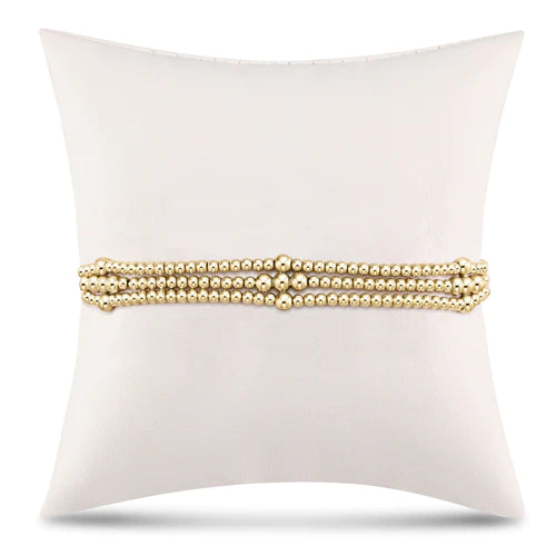 3-Strand Classic Beaded Signature Cross Gold Bracelet