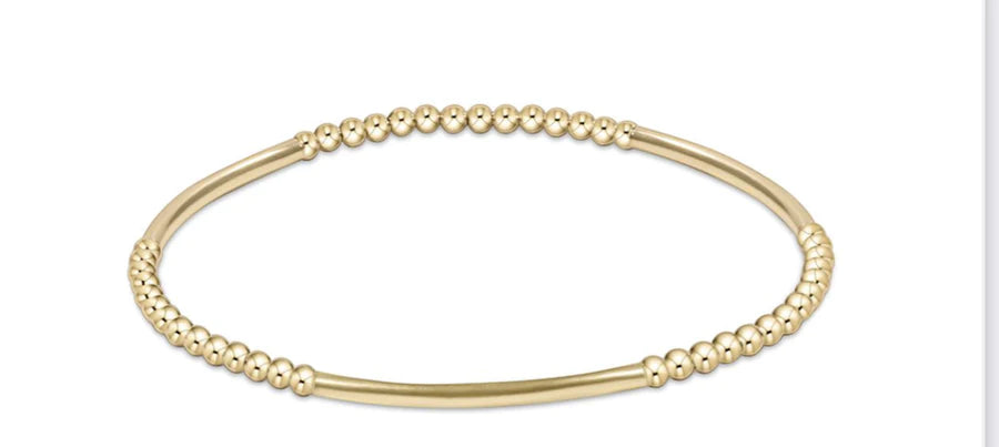 Bliss Bar Gold Pattern 2.5mm Bead Bracelet - Gold