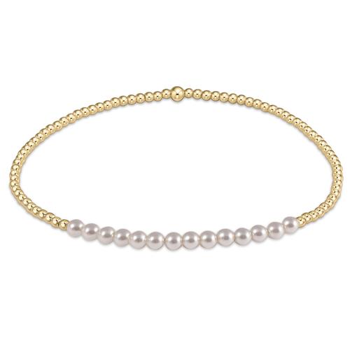 Gold Bliss 2mm Bead Bracelet - Pearl