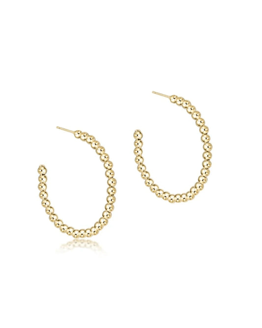 Beaded Classic 1.25" Post Hoop - 4mm Gold