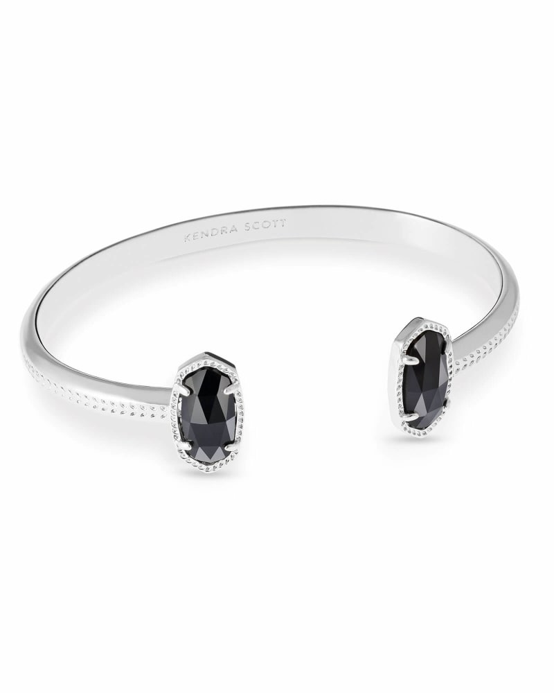 Elton Silver Cuff Bracelet In Black Opaque Glass