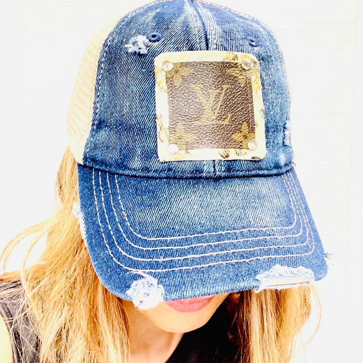 Upcycled LV: Kelsey Denim Ponytail Hat