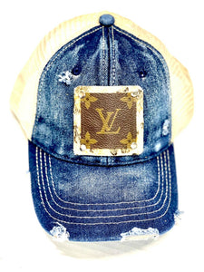 Upcycled LV: Kelsey Denim Ponytail Hat