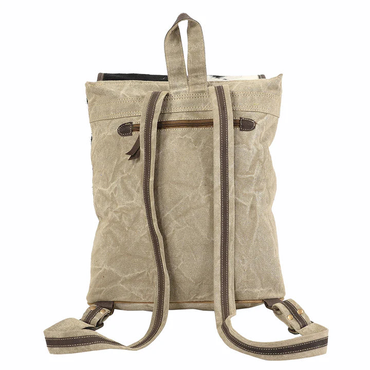 LB107 - Hair on Hide Leather and Canvas Backpack