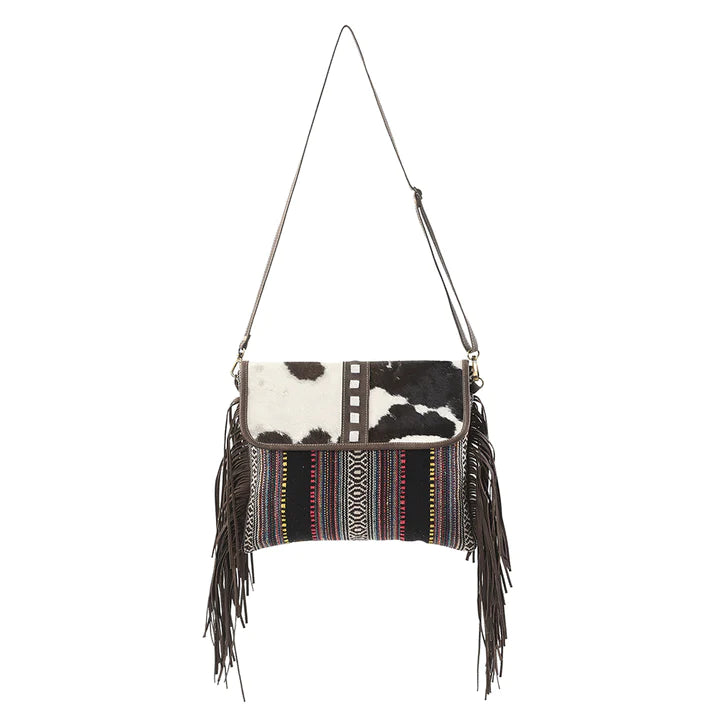LB163 - Hair on Hide Leather and Canvas Crossbody