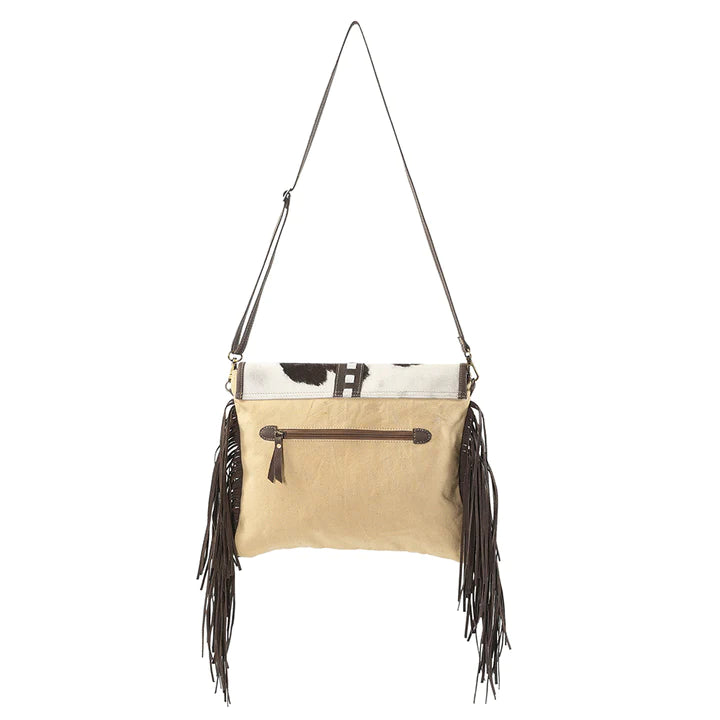 LB163 - Hair on Hide Leather and Canvas Crossbody