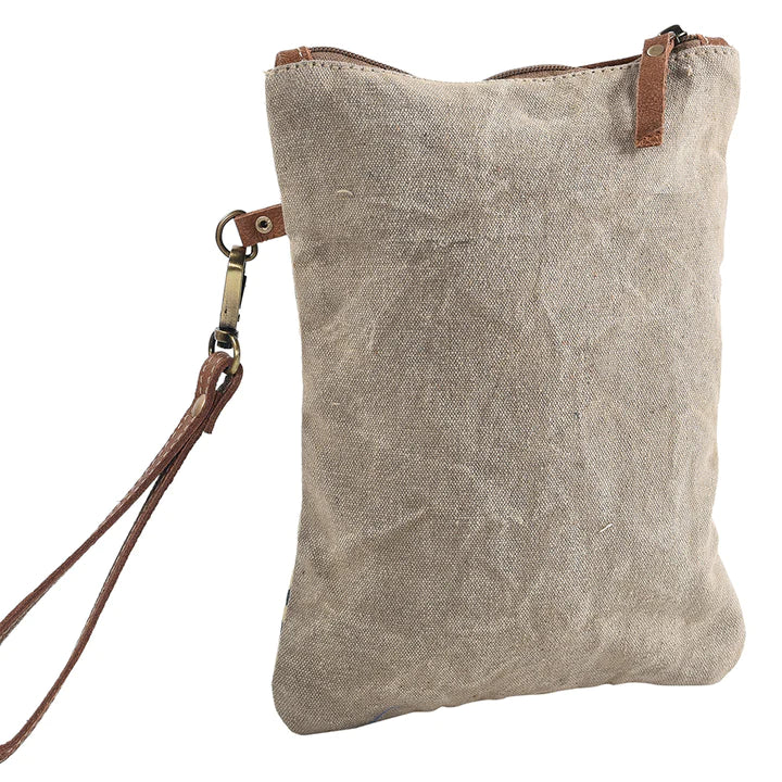 LB273 - Leather and Canvas Wristlet