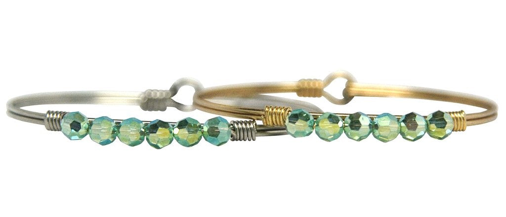 Luca + Danni Beaded Bangle - Green AB