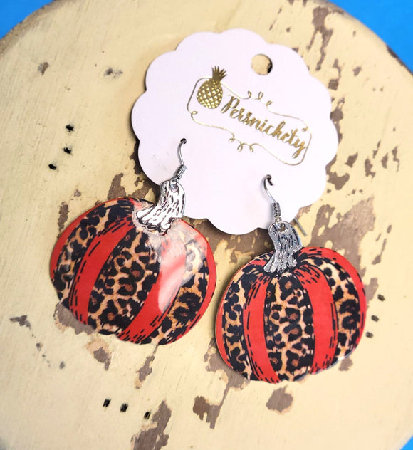Metal Leopard Pumpkin Earrings