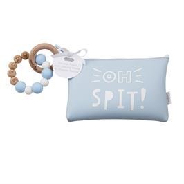 OH SPIT BLUE SILICONE TEETHER POUCH SET